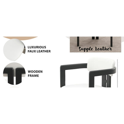 Velo Series Modern Dining Chair in Black Wood with Off White Seat