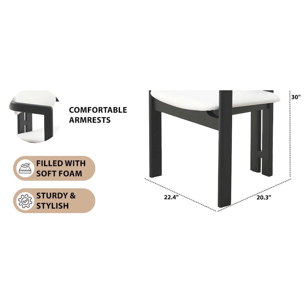 Velo Series Modern Dining Chair in Black Wood with Off White Seat