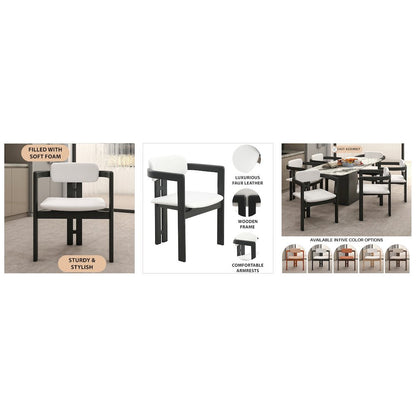 Velo Series Modern Dining Chair in Black Wood with Off White Seat