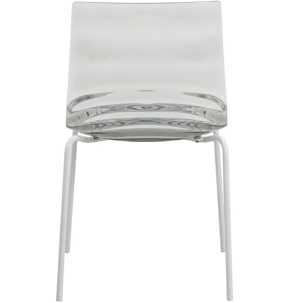 Astor Water Ripple Design Dining Chair in White Base Trans Black Seat Set of 4