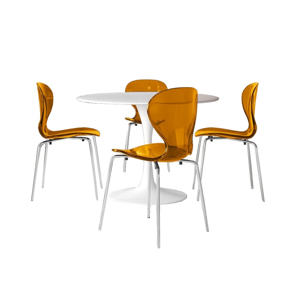 5-Piece Dining Set Round White MDF Dining Table