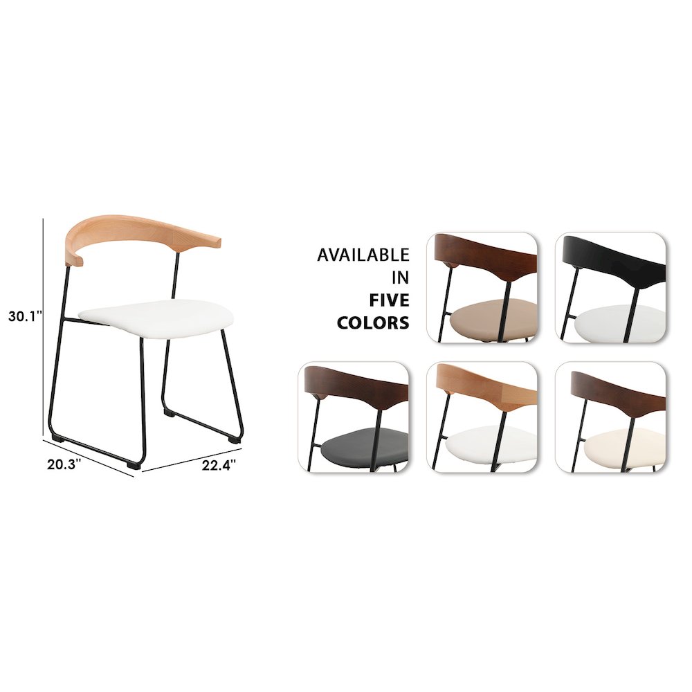Lyra Collection Modern Chair in Natural Wood back and White Seat