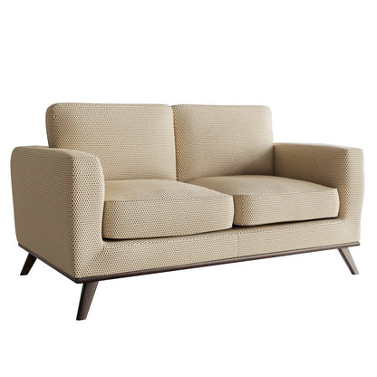 Chester Modern Faux Leather Loveseat in Beige Mesh