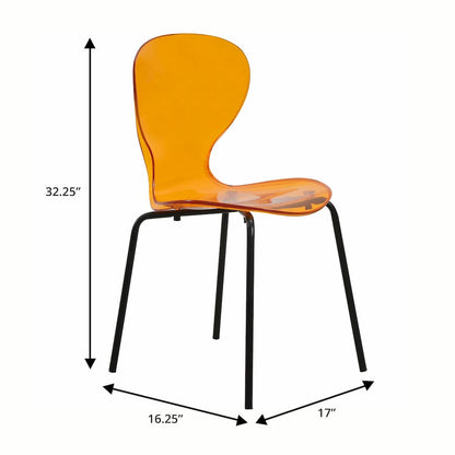 Modern Oyster Transparent Side Chair in Black Base Set of 2
