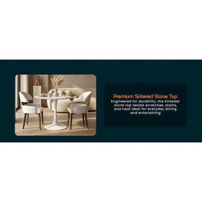 Bristol Series Dining Table White Base With White Stone 24" Round Top
