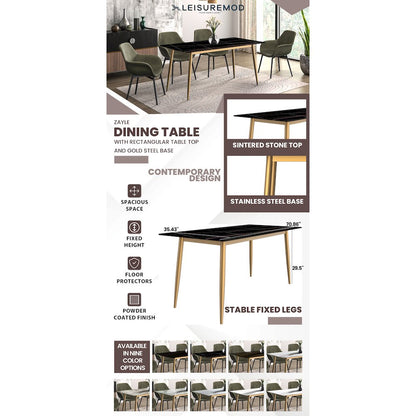 Astra Series Modern Dining Table Stainless Steel Base, With 55" Black Glass Top