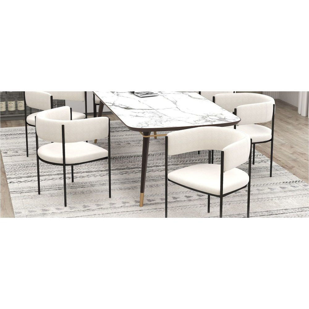 Gavin Series Modern Chair Black Frame in Light Taupe Set of 4