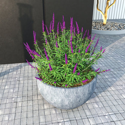 Grove Series Hemisphere Poly Clay Planter in Aged Concrete 14.9 Dia, 7.8 High