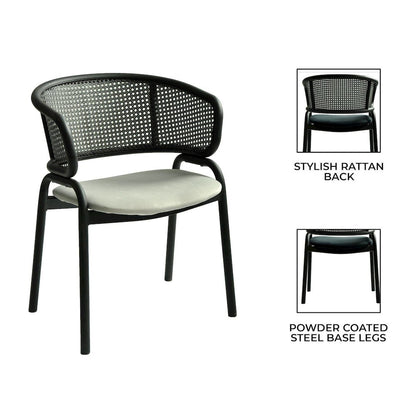 Ervilla Dining Armchair in Black Steel Frame Set of 2