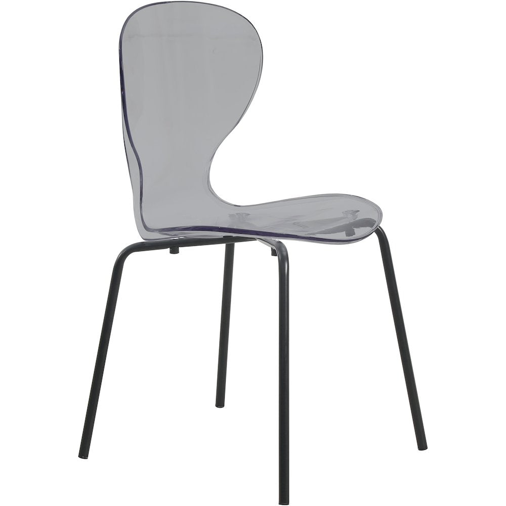 Modern Oyster Transparent Side Chair in Black Base set of 2