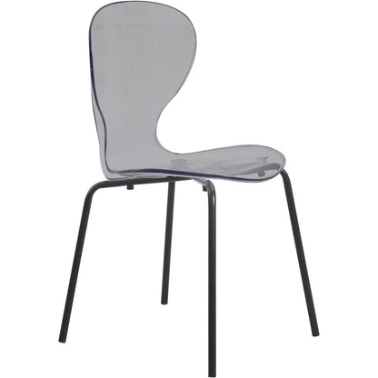 Modern Oyster Transparent Side Chair in Black Base set of 2