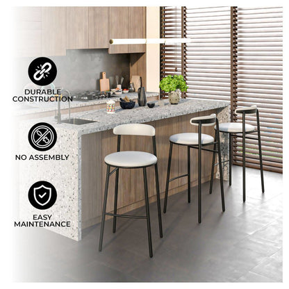Lume Collection Modern Bar Stool in White Set of 2