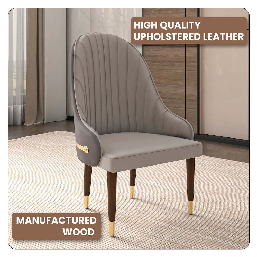 Elara Collection Wooden Dining Chair in Two-Tone Grey Set of 2
