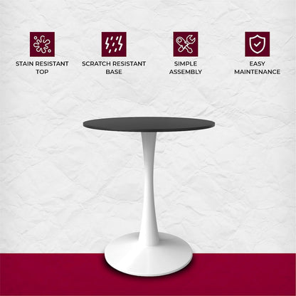 Bristol 24 round dining table White base with Black Sintered stone Top