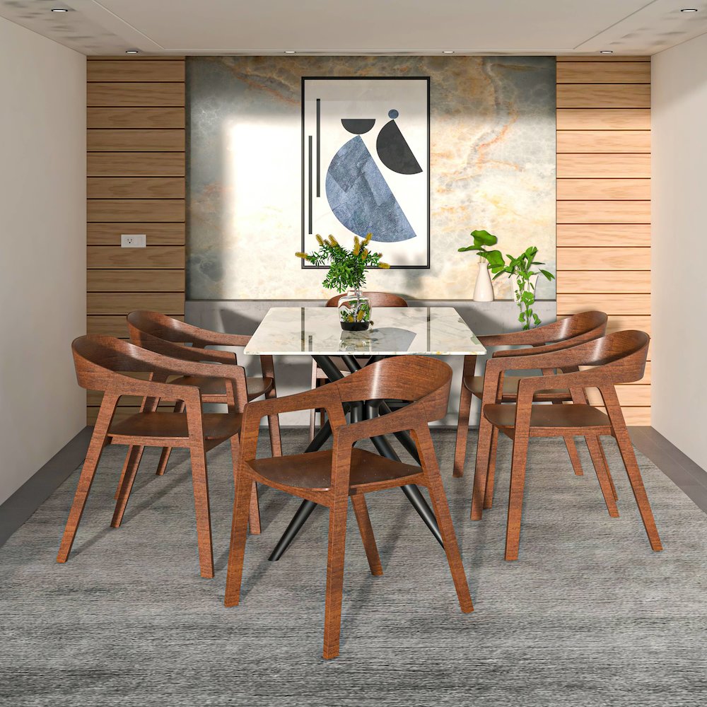 Rivo Collection Elegant Dining Chair in Dark Walnut Color Wood