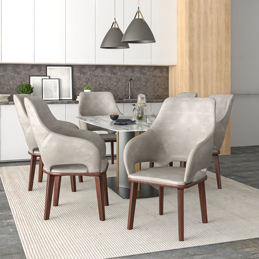 Vivara Collection Modern Dining Chair in Grey Set of 2
