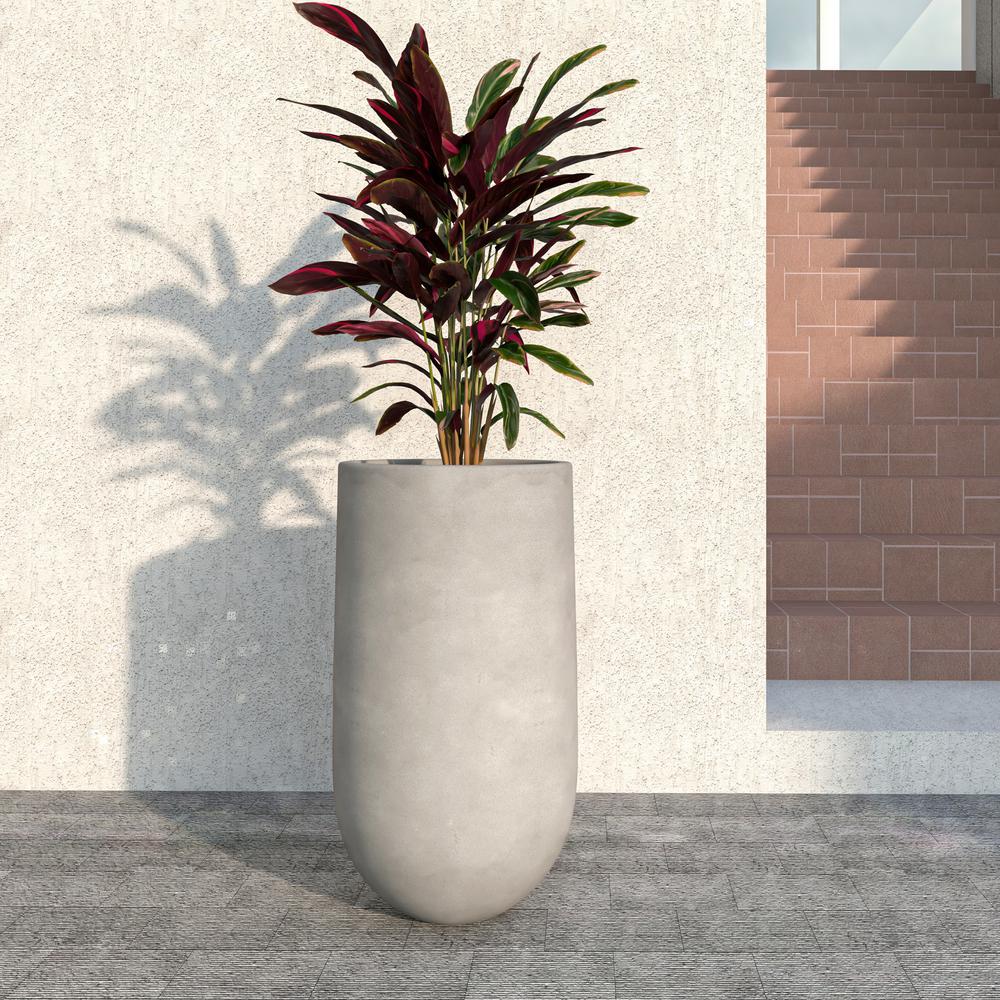 Topiary Series Poly Stone Planter in Dark Grey 18.7 Dia, 35.4 High
