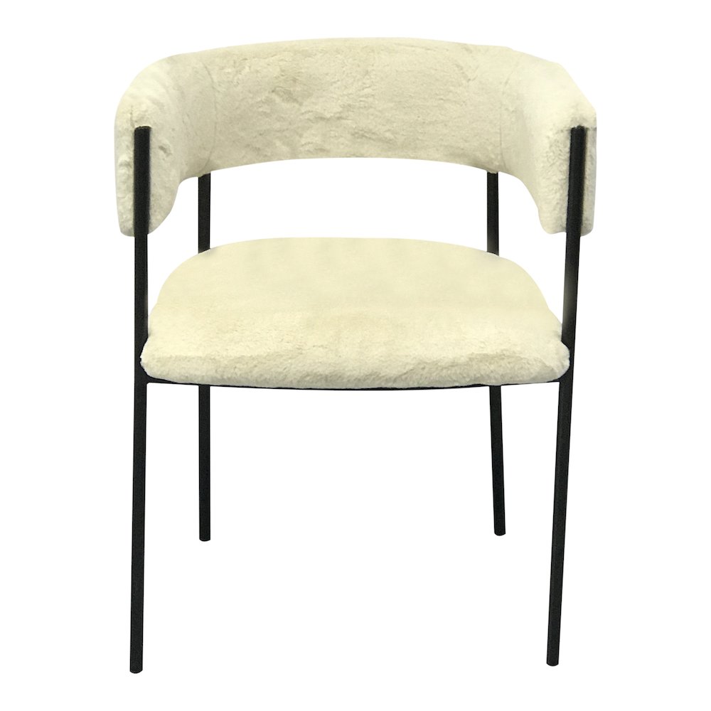 Cyril Collection Modern Chair in White Faux Fur