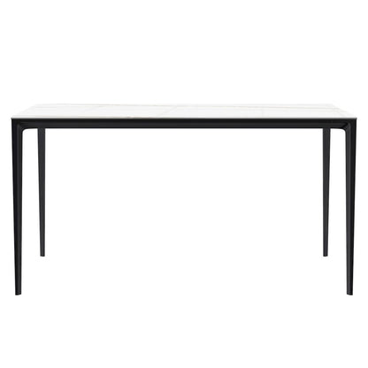 Avo Series Modern Dining Table Black Base, With 55 White/Gold Sintered Stone Top