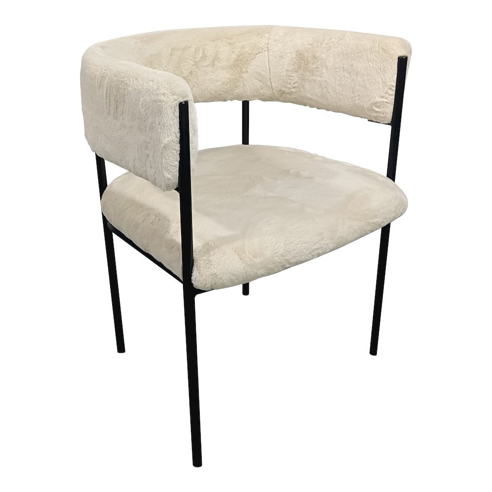 Cyril Collection Modern Chair in White Faux Fur