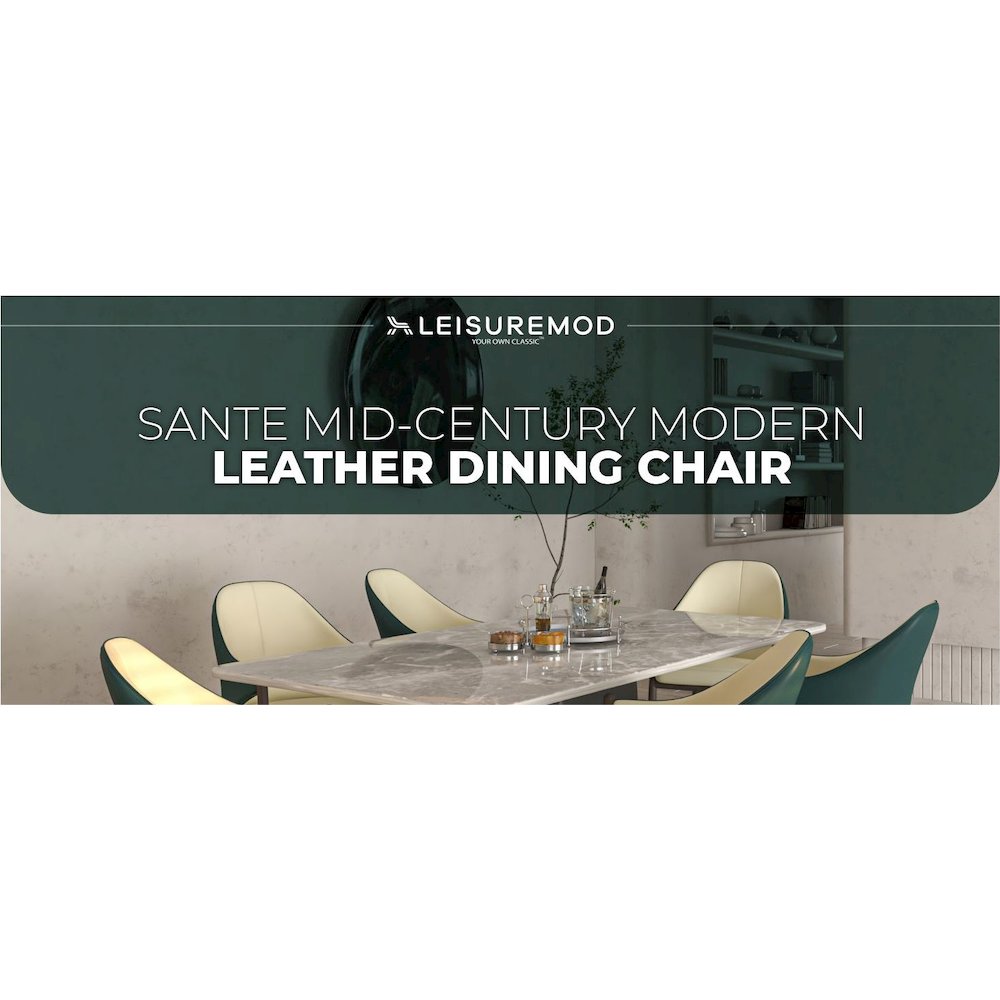 Sante Collection Modern Dining Chair Set of 2 in Cream/Green
