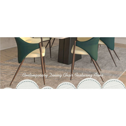 Sante Collection Modern Dining Chair Set of 2 in Cream/Green