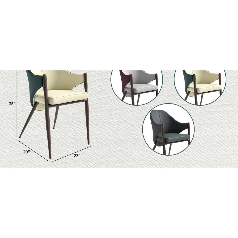 Sante Collection Modern Dining Chair Set of 2 in Cream/Green