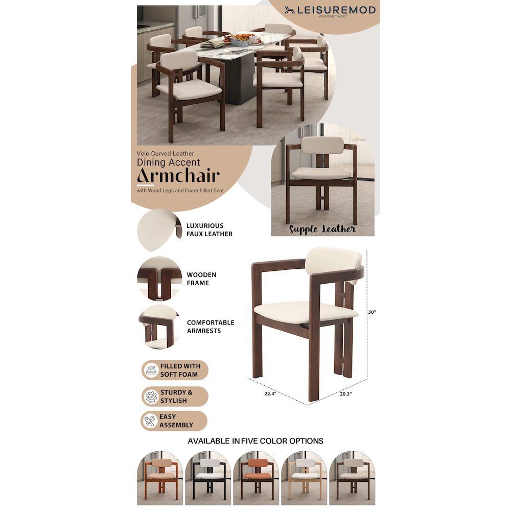Velo Series Modern Dining Cha...lnut Color Wood with Toupe Seat Set of 4