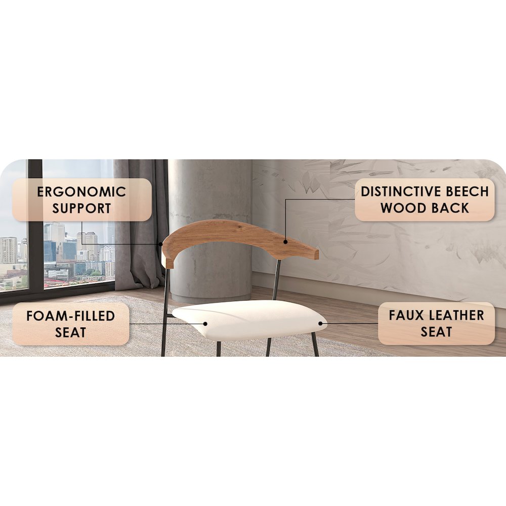 Lyra Collection Modern Chair in Natural Wood back and White Seat
