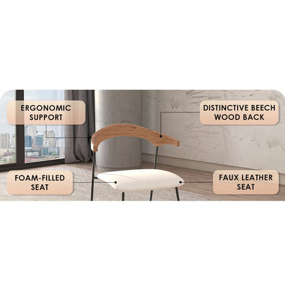 Lyra Collection Modern Chair in Natural Wood back and White Seat