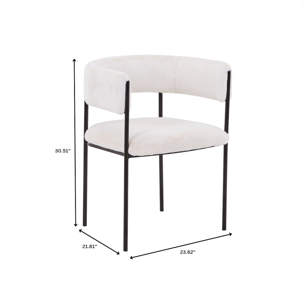 Cyril Collection Modern Chair in White Faux Fur