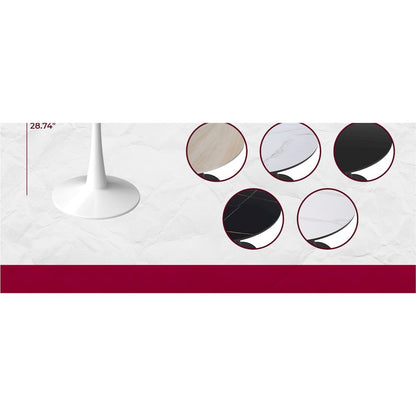 Bristol 24 round dining table White base with Black Sintered stone Top