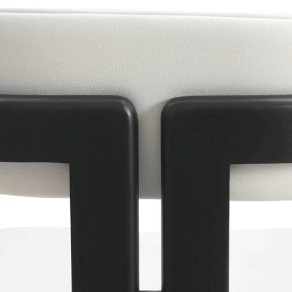 Velo Series Modern Dining Chair in Black Wood with Off White Seat
