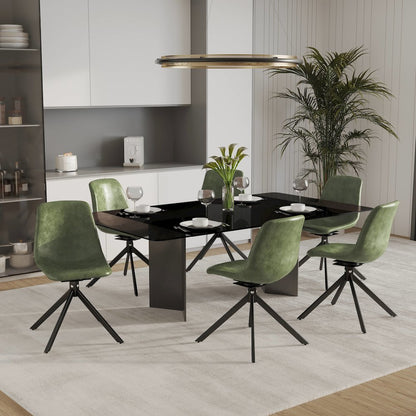 Markley Modern Leather Swival Dining Chair With Metal Legs in Green