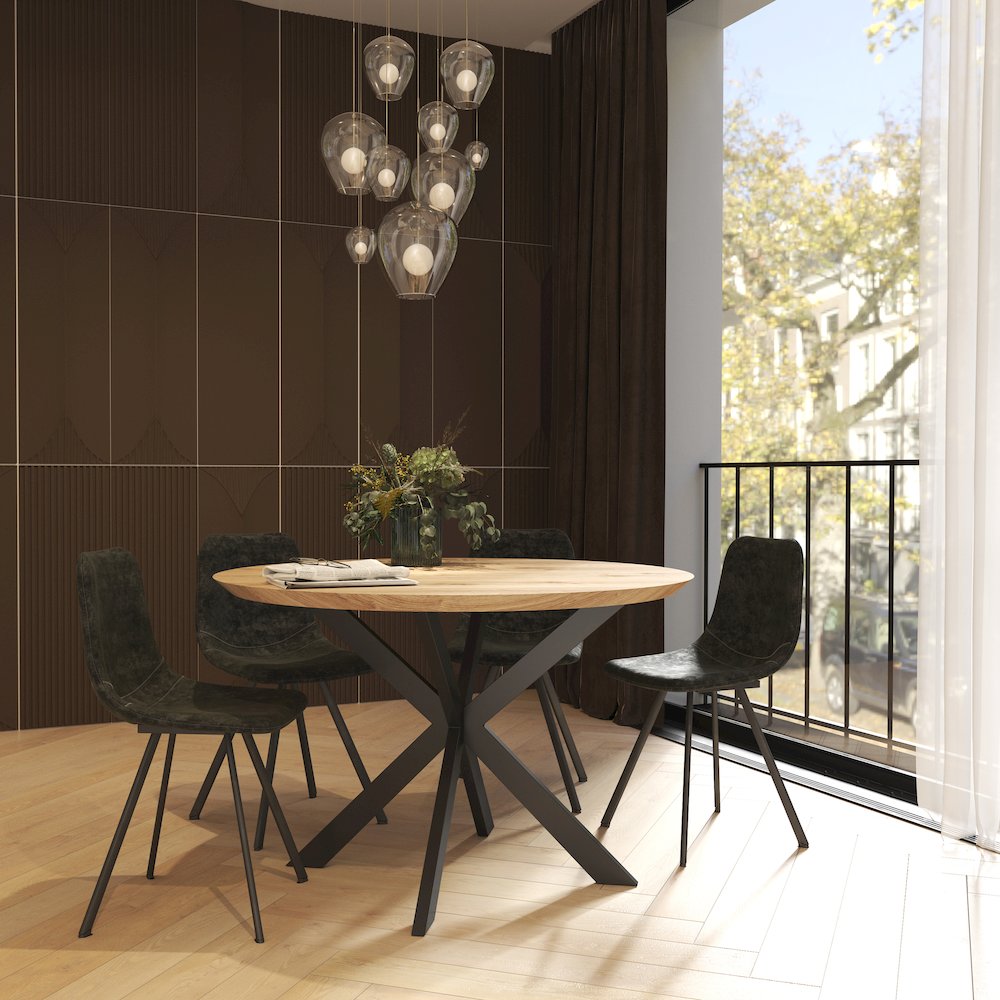 Markley Modern Leather Dining Chair With Metal Legs Set of 4