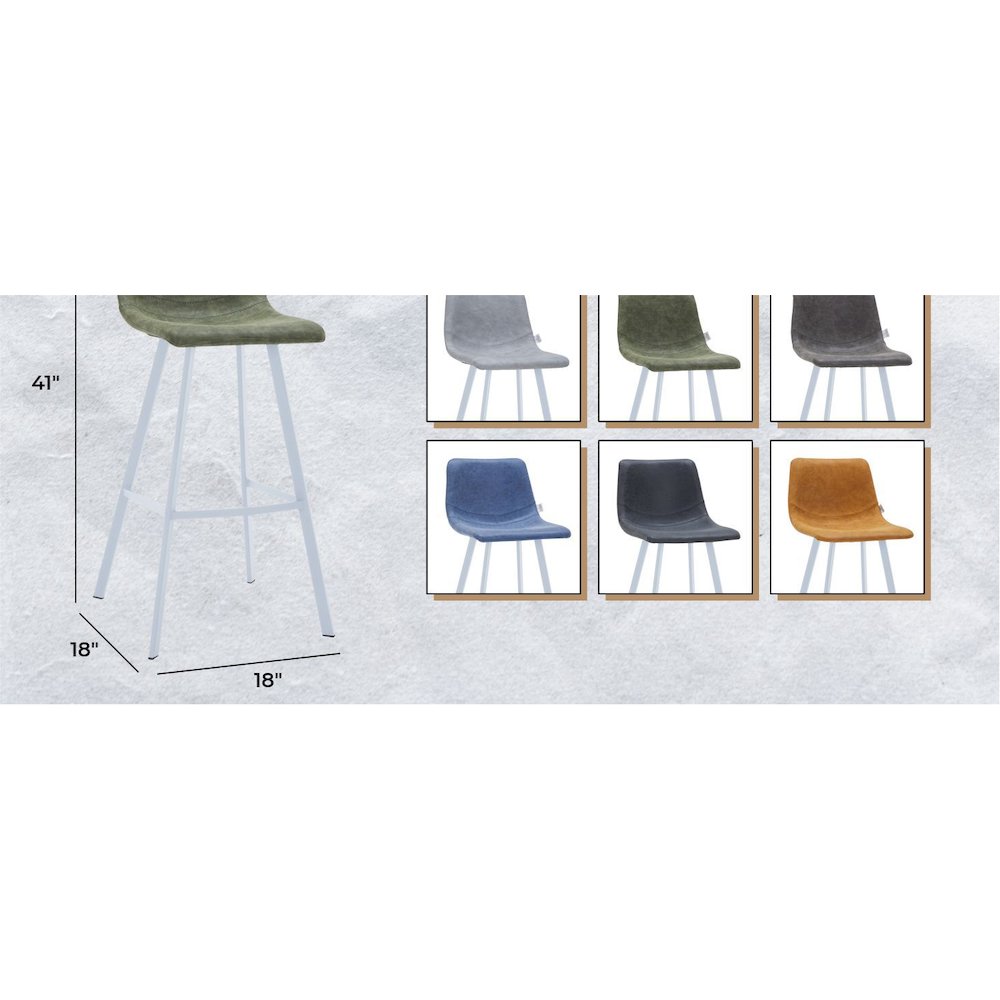 Elland - Bar stool - Olive Green- White Base