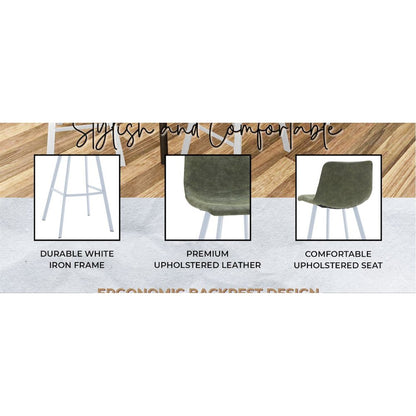 Elland - Bar stool - Olive Green- White Base