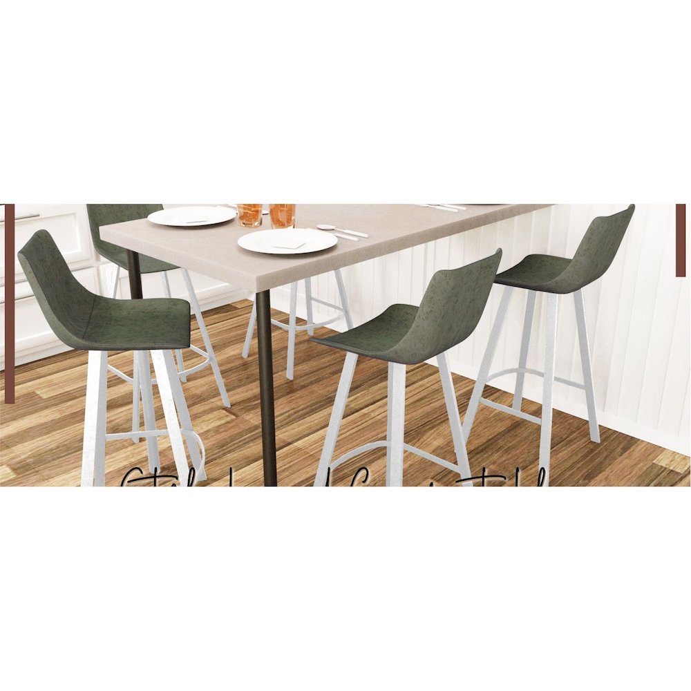 Elland - Bar stool - Olive Green- White Base