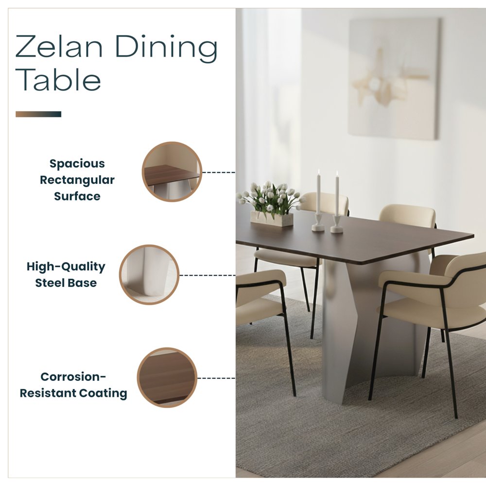 Zelan Series Modern Dining Table in Red Oak