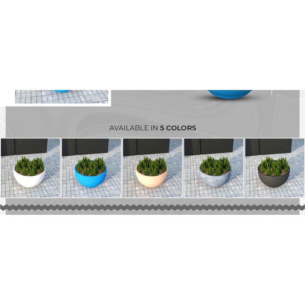 Grove Series Hemisphere Poly Clay Planter in Blue 10.6 Dia, 5.9 High
