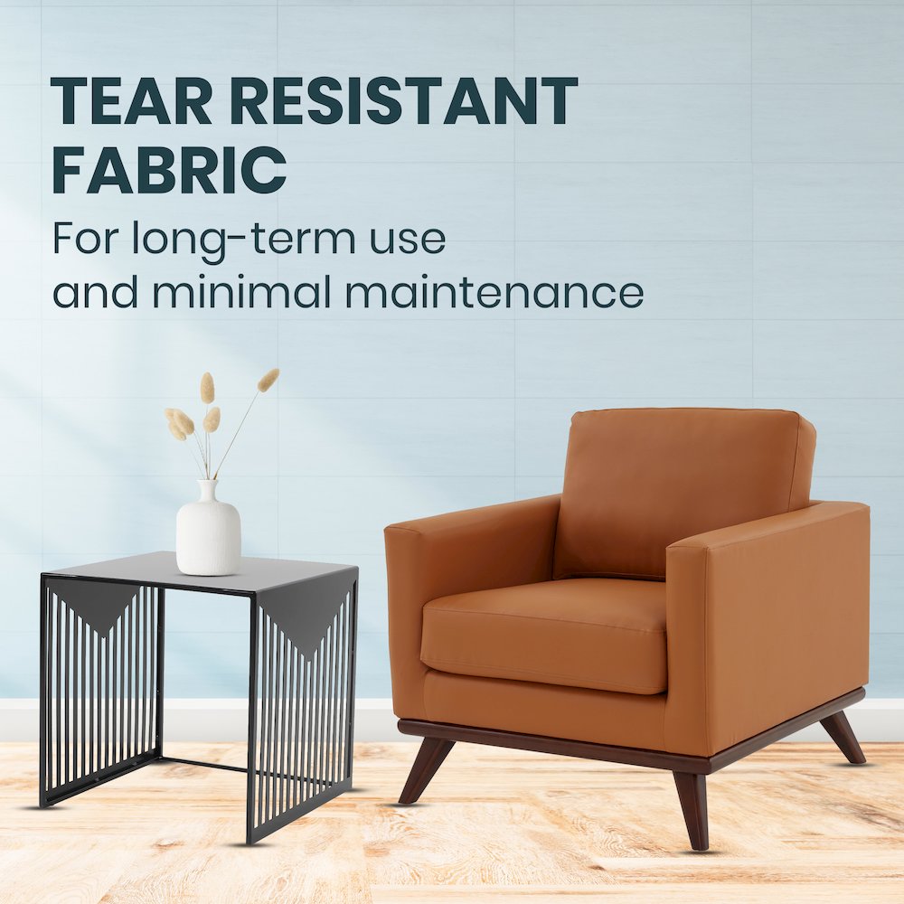 Chester Modern Leather Accent Arm Chair With Birch Wood Base