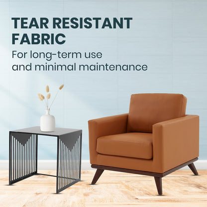 Chester Modern Leather Accent Arm Chair With Birch Wood Base