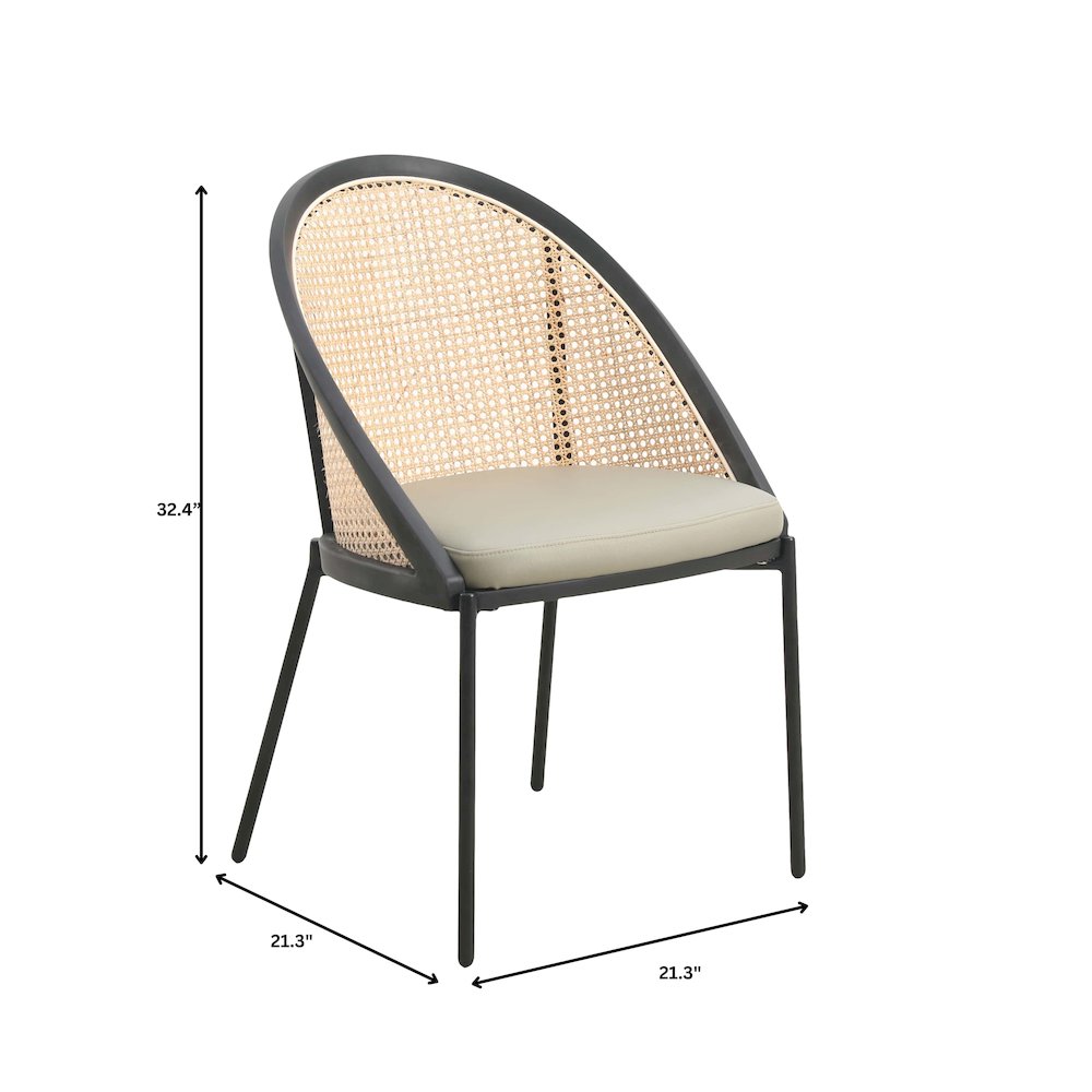 Urbane Collection Modern Dining Chair With Wicker back in Olive Green - Set of 2