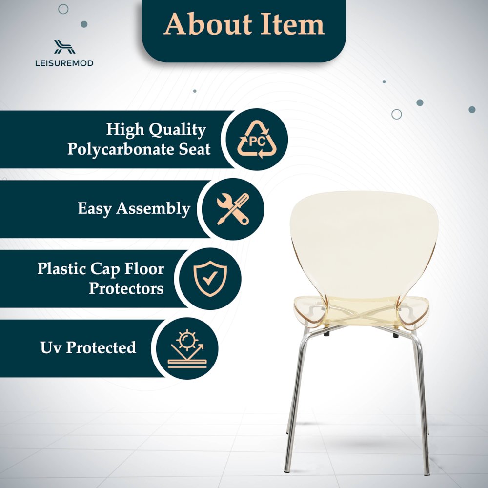 Modern Oyster Transparent Side Chair Set of 2