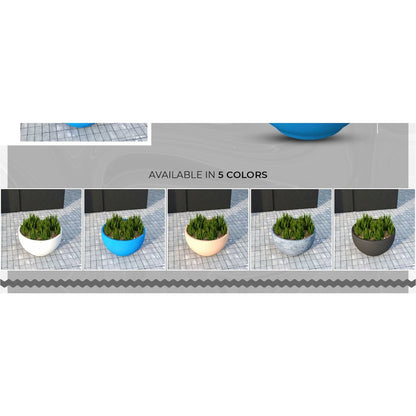 Grove Series Hemisphere Poly Clay Planter in Blue 12.4 Dia, 7.1 High