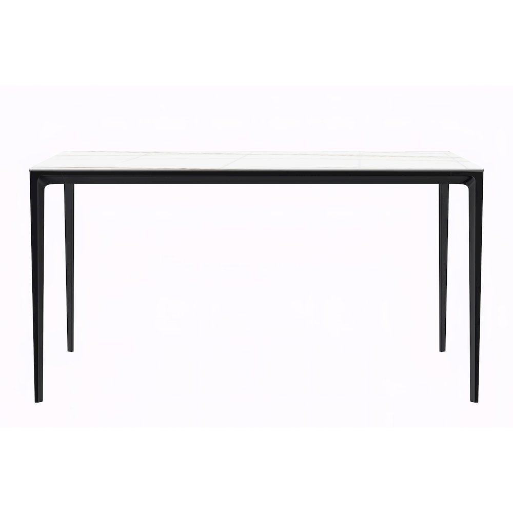Avo Series Modern Dining Table Black Base, With 55 White/Gold Sintered Stone Top