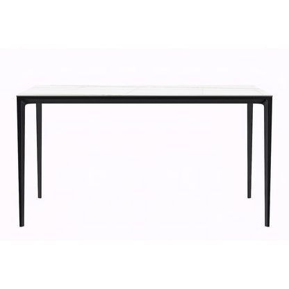 Avo Series Modern Dining Table Black Base, With 55 White/Gold Sintered Stone Top
