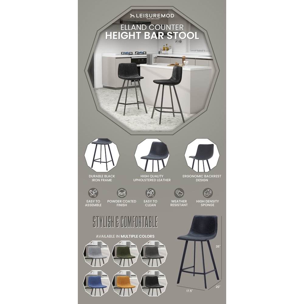 Elland - Counter stool -Charcoal Black