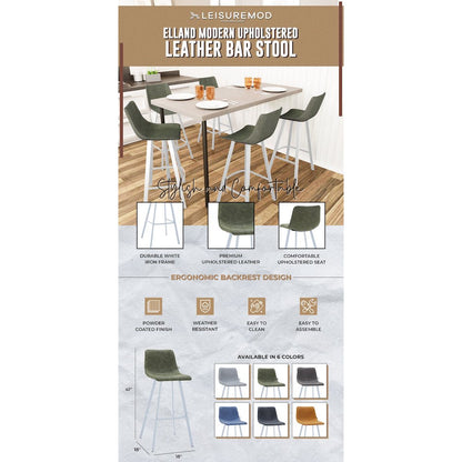 Elland - Bar stool - Olive Green- White Base
