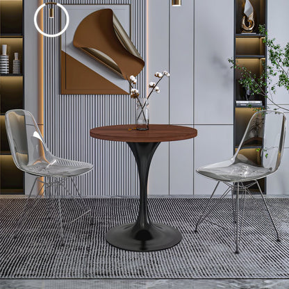 Verve Collection 27 Round Dining Table, Black Base with Cognac Brown MDF Top